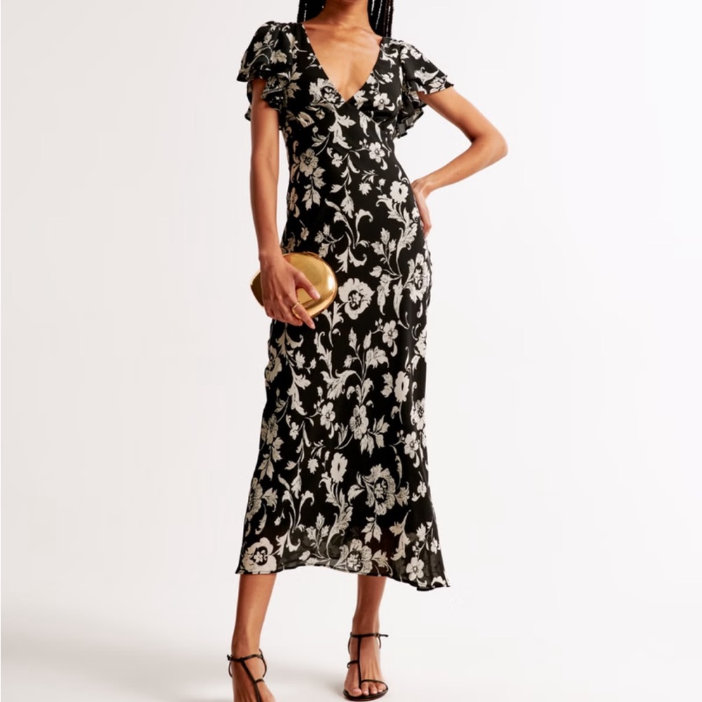 Elegant Black and White Floral Dress